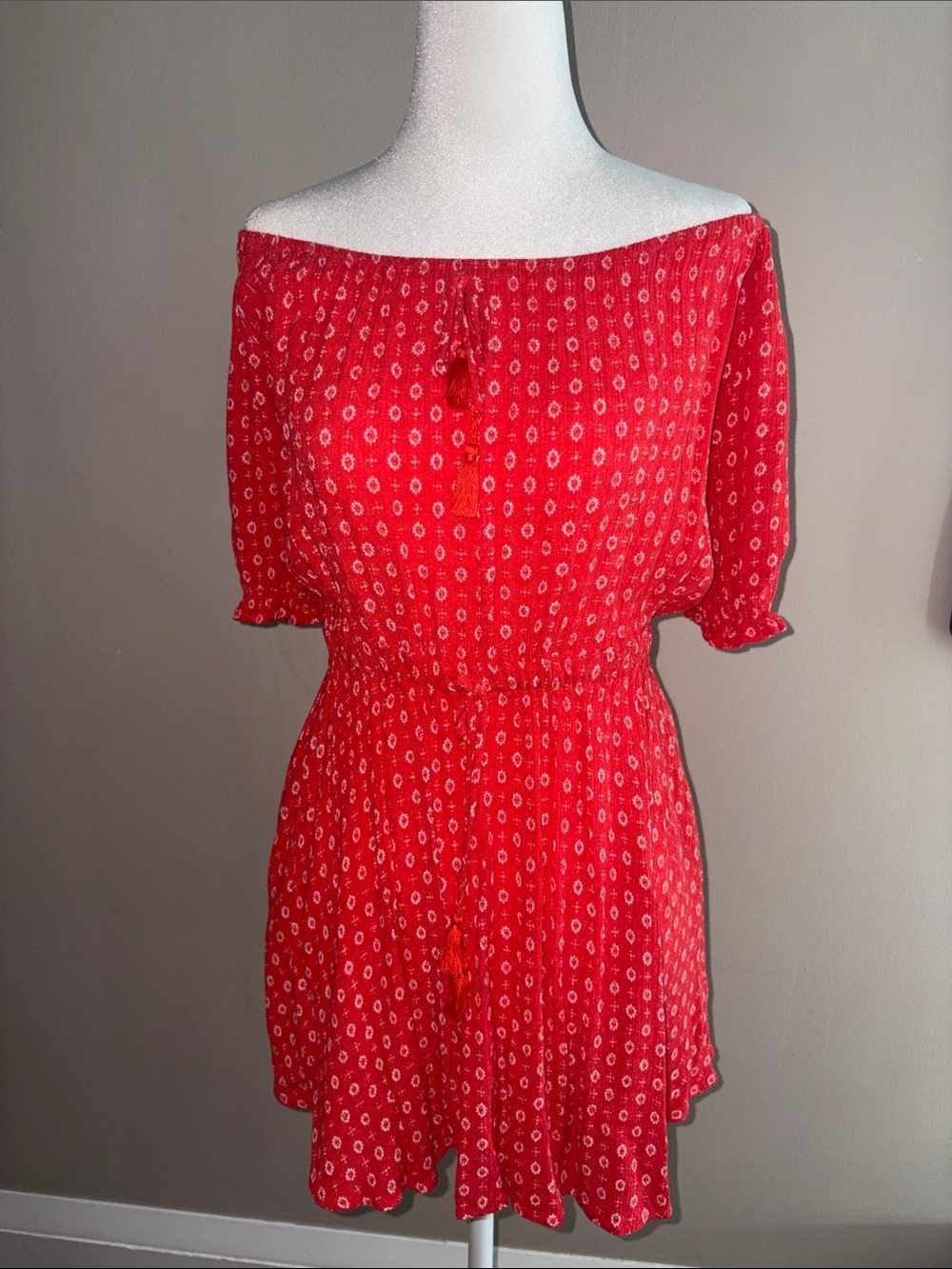 Skylar + Madison - Red Off-Shoulder Mini Dress